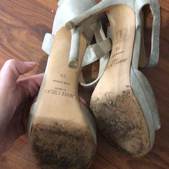 Jimmy Choo platform high heel champagne rhinestone. Size 39 - Picture 7 of 14